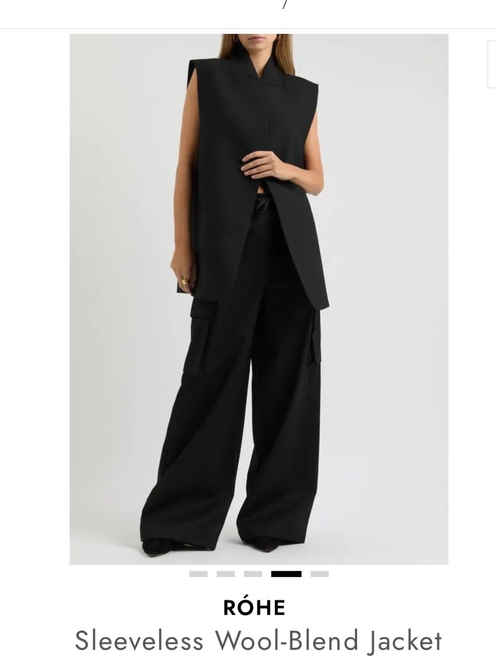 Róhe Vest Black Sleeveless Wool-Blend Jacket Vest